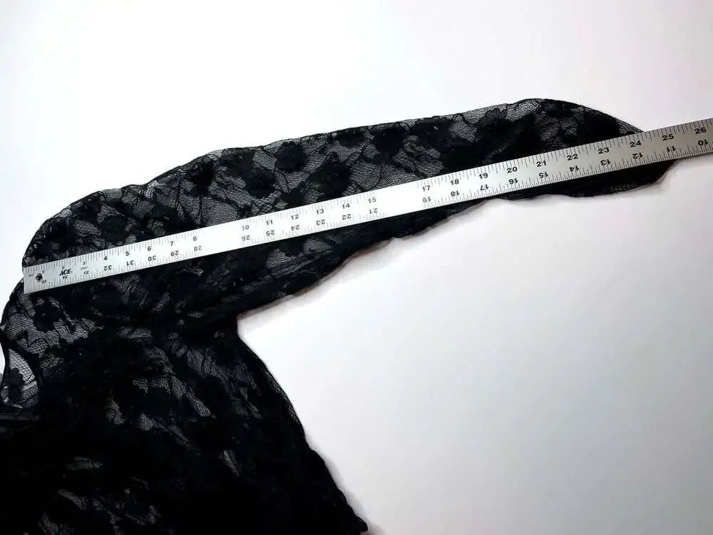 H&M Divided Womens Sheer Black Floral Lace Top Sz S Romantic Goth Whimsigoth